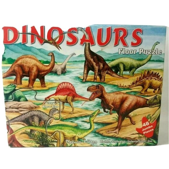 Melissa & Doug Dinosaur Puzzle Floor 2'x3' 48 Pc Complete - Picture 1 of 4